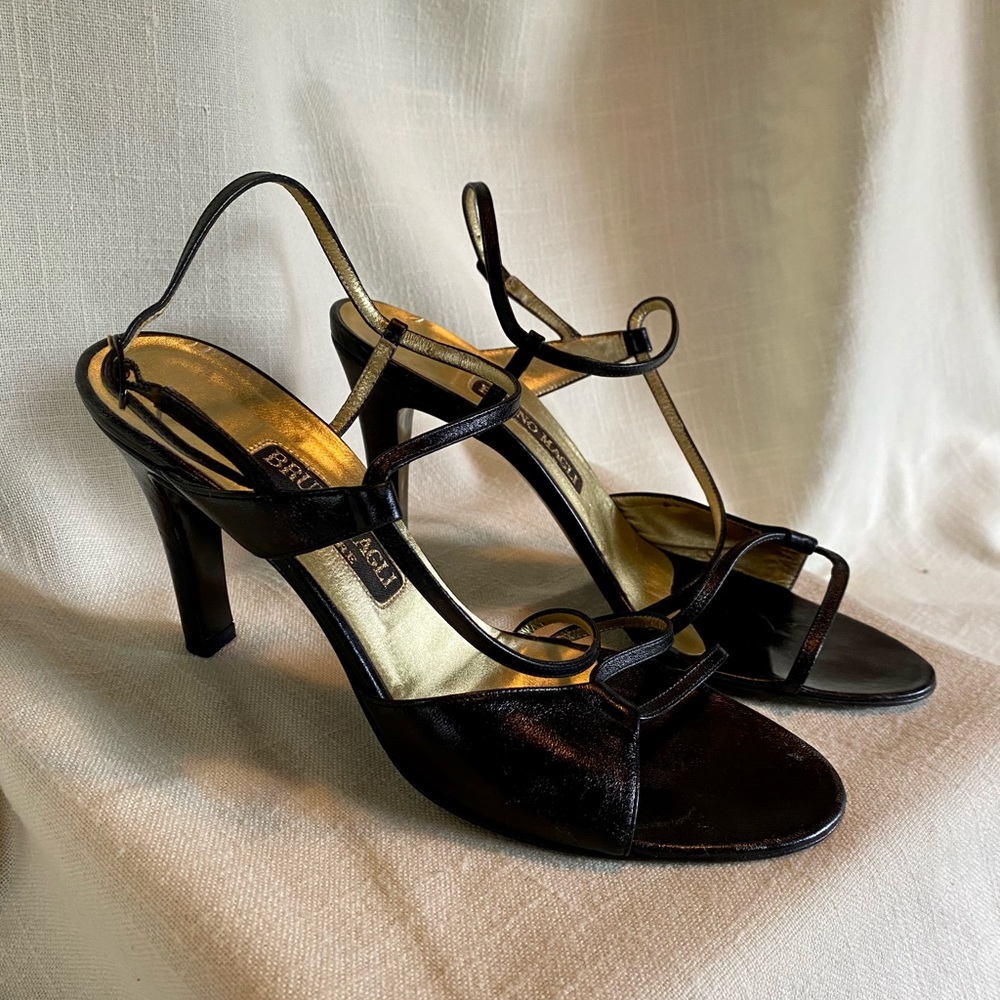 *SALE* Bruno Magli Black Strappy Leather Heels